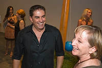 10CaneAtMOCA-5896<br>Artist Ray Azzuy, center, and a friend at the "Forbidden Garden"
