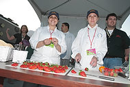 FIU-WF09-032459 - FIU School of Hospitality students and staff preparing for the Bubble Q on the beach behind the Delano Hotel in Miami Beach.