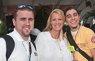 FIU-0458-WF104184 - Celebrity Chef Sandra Lee with FIU School of Hospitality's Dale Gomez, left, and Nathan Valentine, right at the Grand Tasting Village at the 2010 South Beach Wine & Food Festival