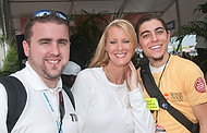 FIU-0459-WF104185 - Celebrity Chef Sandra Lee with FIU School of Hospitality's Dale Gomez, left, and Nathan Valentine, right at the Grand Tasting Village at the 2010 South Beach Wine & Food Festival