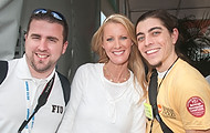 FIU-0462-WF104188 - Celebrity Chef Sandra Lee with FIU School of Hospitality's Dale Gomez, left, and Nathan Valentine, right at the Grand Tasting Village at the 2010 South Beach Wine & Food Festival