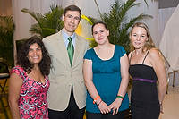 FIU-Tribute-0113 - Samantha Shanken, VP for Market Development and Thomas Matthews, Executive Editor, both with The Wine Spectator magazine stand with Jamin Stilley, at far right, and Bianca Rojas who received The Jimmy Mancbach Wine Lovers Scholarships given by The Wine Spectator magazine. (Photo by Michell Zachs/FIU School of Hospitality)