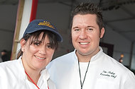 FIU-WF09-022249 - At the Burger Bash with FIU School of Hospitality student Angela Pinto and Chef Tim Nickey of the Kobe Club in Miami Beach.