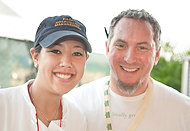 FIU-WF09-022309 - FIU School of Hospitality student Rachel Shaner with Chef Michael Schwartz at the Burger Bash.