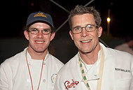 FIU-WF09-022363 - FIU School of Hospitality student Daniel Jordan, left, and Award winning Chef Rick Bayless at the Burger Bash.
