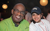 FIU-WF09-033090 - NBC weatherman and Chef Al Roker and FIU School of Hospitality student Pamela Buque at the at the Bubble Q.