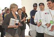 FIU-WF09-033627 - Martha Stewart arrives backstage to the watchful eye of FIU School of Hospitality students at right at the Grand Tasting Village.