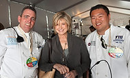 FIU-WF09-033754 - At the Grand Tasting Village, Martha Stewart, center, is among hundreds of celebrity chefs and personalities gathered together for Florida International University School of Hospitality's annual fundraiser South Beach Wine and Food Festival to raise money for student scholarships Saturday, February, 21, 2009 at SBWF in Miami Beach, Fl. At left is FIU School of Hospitality Chef Michael Moran and at right is Chef Alex Kuk. 