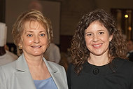 FIU-WF09-054115 - FIU School of Hospitality Associate Dean Joan Remington and Barilla Senior Marketing Associate Angie Goldberg at the Interactive lunch at the Biltmore Hotel in Coral Gables.