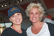 FIU-693-WF105690 - Celebrity Chef Anne Burrell, right, and  FIU School of Hospitality student Georgia Cooling-Mallard backstage at the Grand Tasting village of the 2010 South Beach Wine and Food Festival.