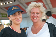 FIU-694-WF105695 - Celebrity Chef Anne Burrell, right, and  FIU School of Hospitality student Georgia Cooling-Mallard backstage at the Grand Tasting village of the 2010 South Beach Wine and Food Festival.