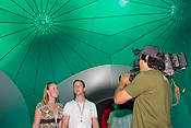 Luminarium-0201 - Katie Micken and Bodo Knochenhauer being interviewed by WSVN Channel 7, Alex Ramos