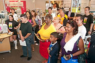 58-TMobileElPibe<br>Doris Byrd, center(yellow), and Nubia Miranda, 2nd from left